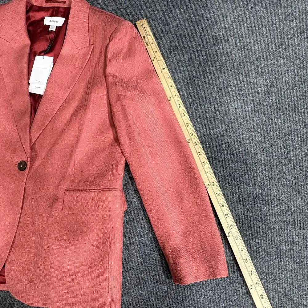 Reiss Blazer Womens 10 Red Jules-SB Suit Jacket Burnt Red Lined Notch Lapel